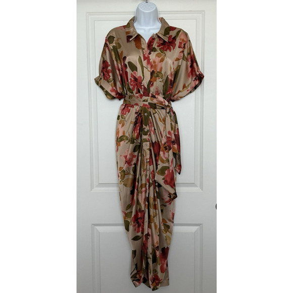 Dress Forum NWT Maxi Praline Bloom Tulip Tie Waist Dress Size M Chic Elegant - Picture 1 of 16